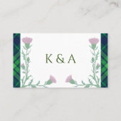 スコッ伝統的トタータンチェックとスコットランドティスル プレイスカード (裏面)