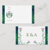 スコッ伝統的トタータンチェックとスコットランドティスル プレイスカード (正面/裏面)