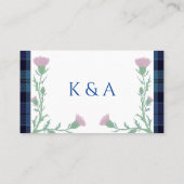 スコッ伝統的トタータンチェックとスコットランドティスル プレイスカード (裏面)