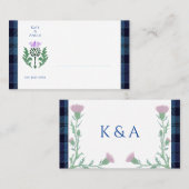 スコッ伝統的トタータンチェックとスコットランドティスル プレイスカード (正面/裏面)