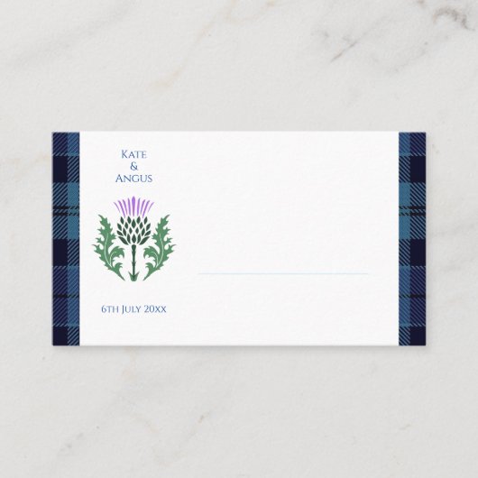 スコッ伝統的トタータンチェックとスコットランドティスル プレイスカード (正面)