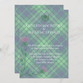 スコッ伝統的トタータンチェックとスコットランドティスル 招待状 (正面/裏面)