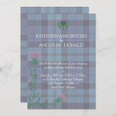 スコッ伝統的トタータンチェックとスコットランドティスル 招待状 (正面/裏面)