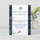 スコッ伝統的トタータンチェック縁どとシスル 招待状 (スタンド正面)