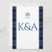 スコッ伝統的トタータンチェック縁どとシスル 招待状 (裏面)
