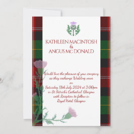 スコッ伝統的トタータンチェック縁どとシスル 招待状