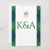 スコッ伝統的トタータンチェック縁どとシスル 招待状 (裏面)