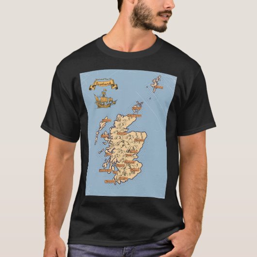 スコッ図解入りの、写真付きのトランドの地図 Tシャツ (正面)