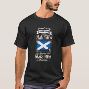 スコッ誇りを持ったトのグ来ラスゴーの旗から私と言う Tシャツ