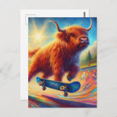 スコティカラフルットハイランドカウスケートボード ポストカード (正面/裏面)