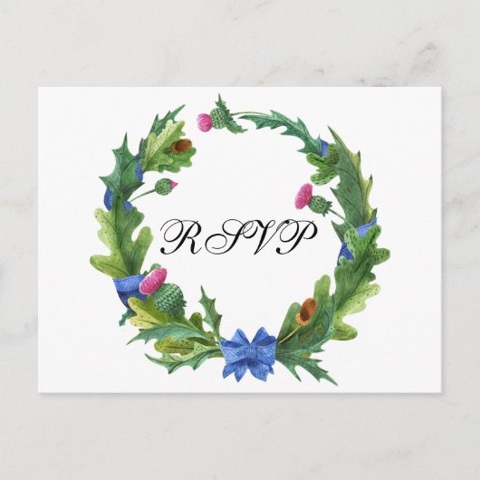 スコティッエレガントチ結婚スルの食事の選択RSVP インビテーションポストカード (正面)