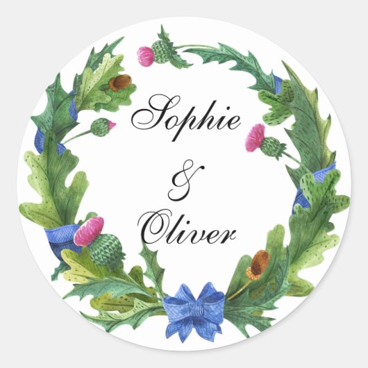 スコティッエレガントトチスルフラワーズフローラリース ラウンドシール (正面)