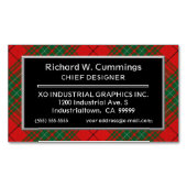 スコティッシュアクセントクランカミングレッドタータンチェック マグネット名刺 (正面)