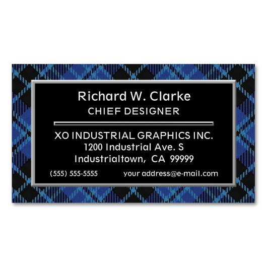 スコティッシュアクセントクレギータータンチェック マグネット名刺 (正面)