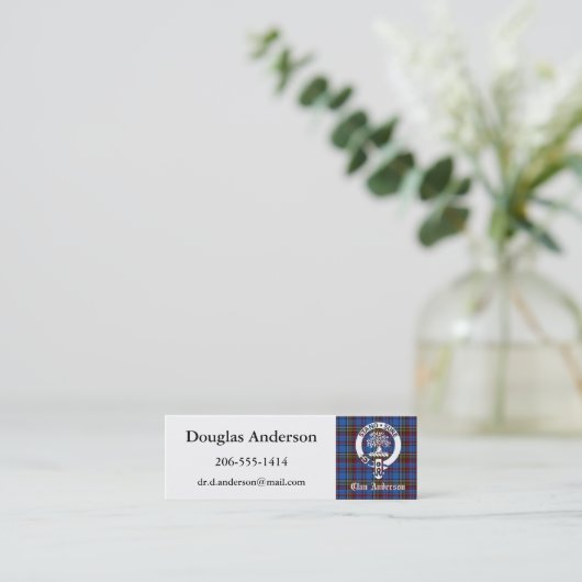 スコティッシュクランアンダーソン・クレスト&タータンチェック スキニー名刺 (スタンド正面)