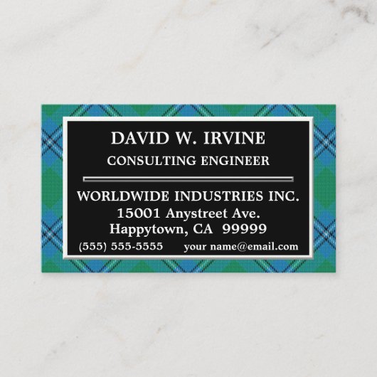 スコティッシュクランアーバインアーウィンタータンチェックプレイド 名刺 (正面)