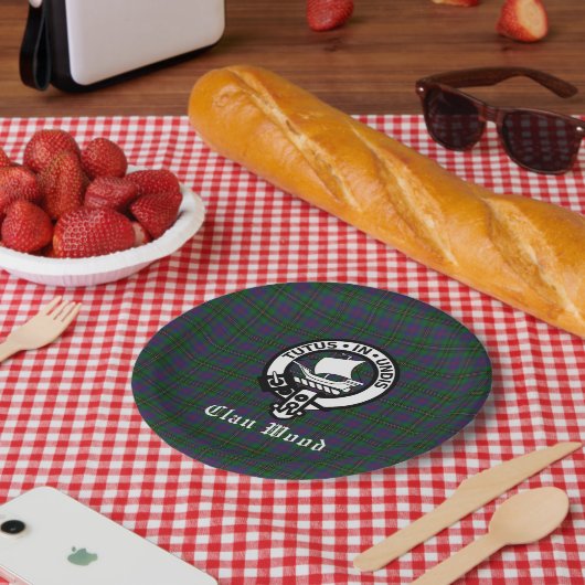 スコティッシュクランウッドクレスト&タータンチェック ペーパープレート (ピクニック)