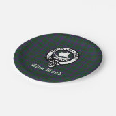 スコティッシュクランウッドクレスト&タータンチェック ペーパープレート (アングル)