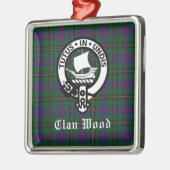 スコティッシュクランウッドクレスト&タータンチェック メタルオーナメント (左)