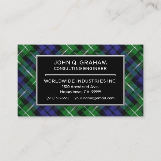 スコティッシュクラングラハムタータンチェックプレイド 名刺 (正面)