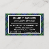 スコティッシュクランゴードンタータンチェックプレイド 名刺 (正面)