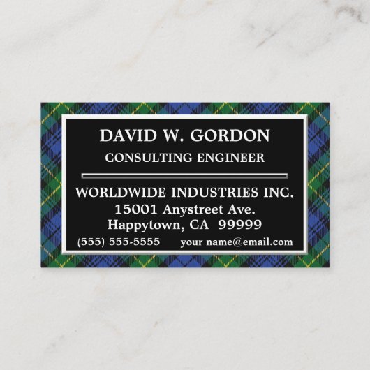 スコティッシュクランゴードンタータンチェックプレイド 名刺 (正面)
