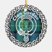 スコティッシュクランゴードンタータンチェック&クレスト セラミックオーナメント (正面)