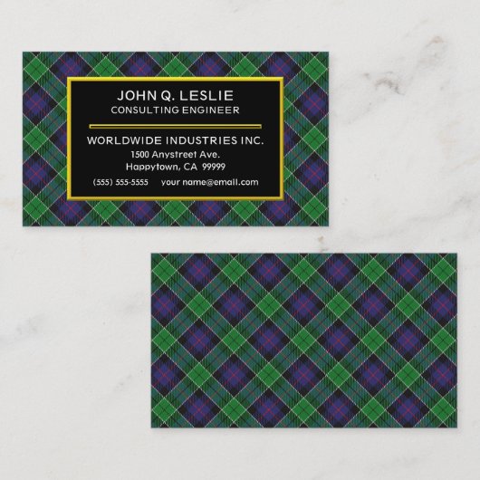 スコティッシュクランスリー狩りタータンチェックプレイド 名刺 (正面/裏面)