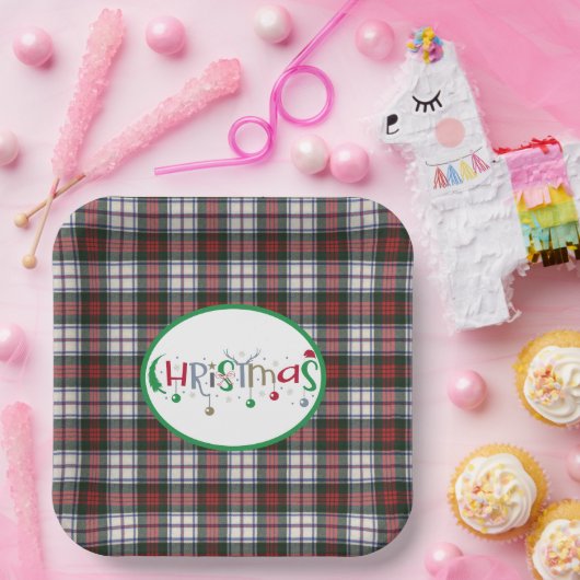 スコティッシュクランタータンチェックマクダフドレスクリモダンスマス ペーパープレート (パーティー)