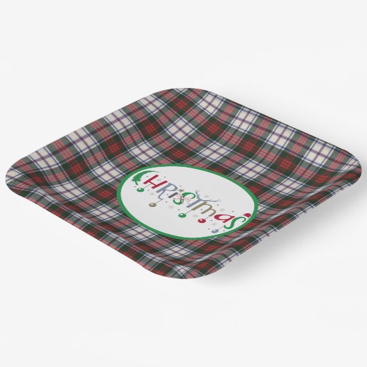 スコティッシュクランタータンチェックマクダフドレスクリモダンスマス ペーパープレート (傾斜あり)