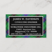 スコティッシュクランダヴィッドソンタータンチェックプレイド 名刺 (正面)