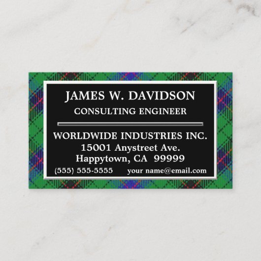 スコティッシュクランダヴィッドソンタータンチェックプレイド 名刺 (正面)