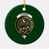 スコティッシュクランドアグニュー狩りタータンチェックとクレスト セラミックオーナメント (正面)