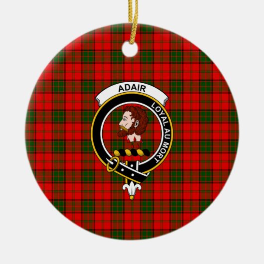 スコティッシュクランドアデイアタータンチェックとクレスト セラミックオーナメント (正面)