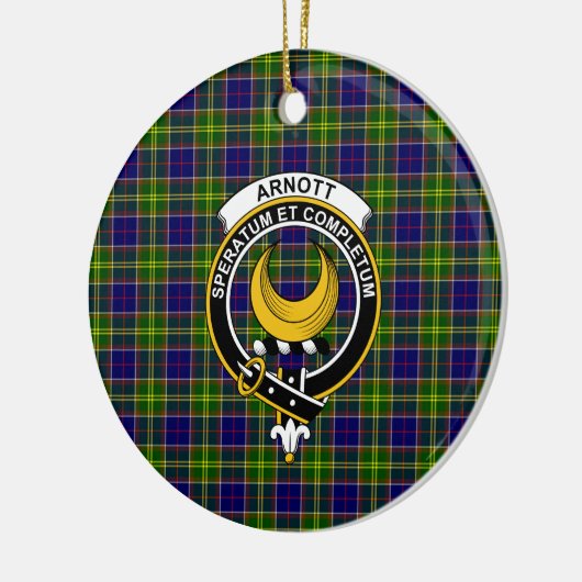 スコティッシュクランドアーノータータンチェックとクレスト セラミックオーナメント (左)