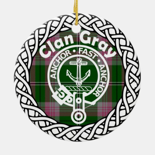スコティッシュクランドグレータータンチェックとクレスト セラミックオーナメント (裏面)