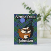 スコティッシュクランドジョンストンジョンストンタータンチェックハガキ ポストカード (スタンド正面)