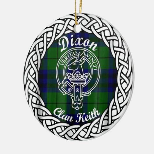 スコティッシュクランドディクソンタータンチェックとクレスト セラミックオーナメント (左)