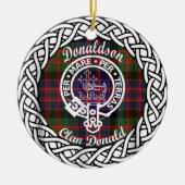スコティッシュクランドナルドソンタータンチェック&クレスト セラミックオーナメント (正面)