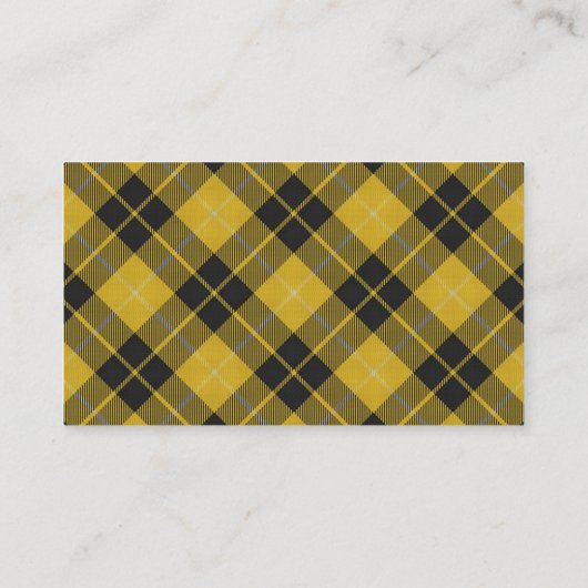 スコティッシュクランドバークレイイエローブラックタータンチェックプレイド 名刺 (裏面)