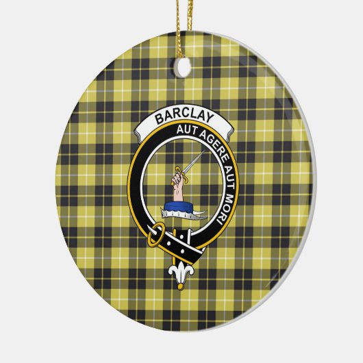 スコティッシュクランドバークレイタータンチェックとクレスト セラミックオーナメント (左)