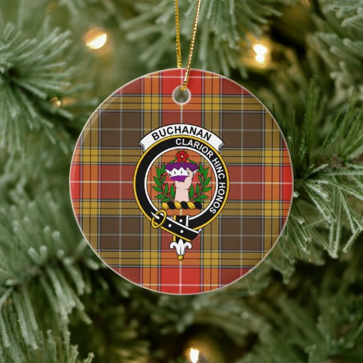 スコティッシュクランドブキャナン古いセットウェザーズタータンチェックアン セラミックオーナメント (ツリー)