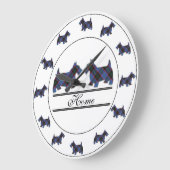 スコティッシュクランドホームタータンチェックプレイドスコッチドッグ ラージ壁時計 (傾斜)