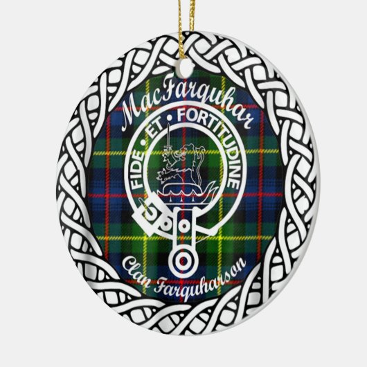 スコティッシュクランドマクファルカールタータンチェックとクレスト セラミックオーナメント (左)