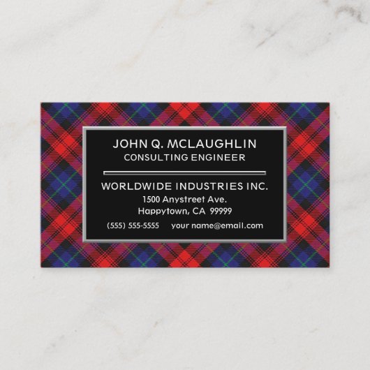 スコティッシュクランドマクラクラクラチランタータンチェックプレイド 名刺 (正面)