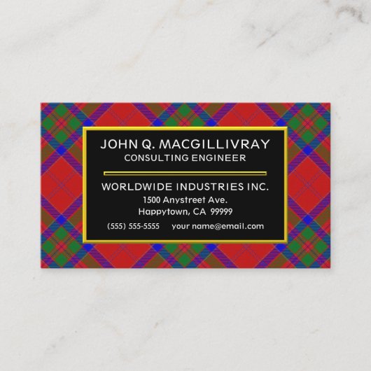 スコティッシュクランドマッギリヴレイタータンチェックプレイド 名刺 (正面)