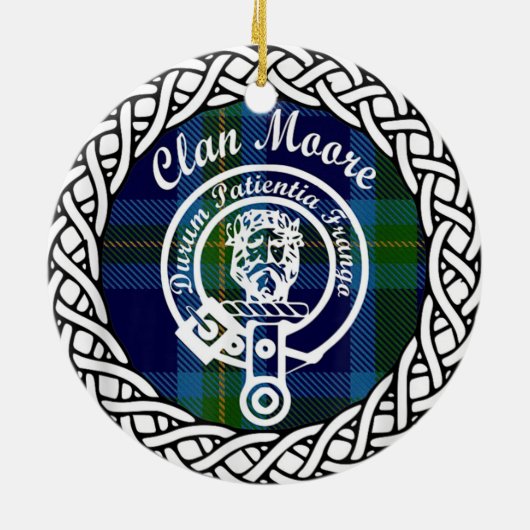 スコティッシュクランドムーアタータンチェックとクレスト セラミックオーナメント (裏面)