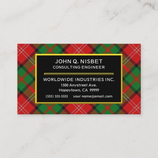 スコティッシュクランニスベットタータンチェックプレイド 名刺 (正面)
