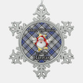 スコティッシュクランハネハンナタータンチェッククリスマス スノーフレークピューターオーナメント (正面)
