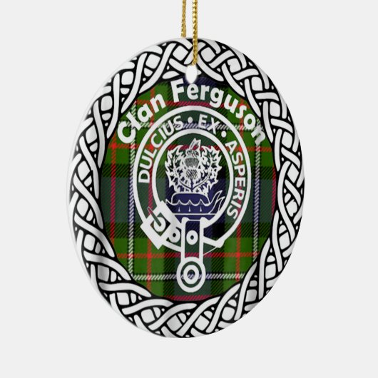 スコティッシュクランファーガソンタータンチェックとクレスト セラミックオーナメント (右)